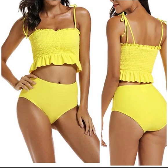 Yellow Bikini Set with Modern High-Cut Design boutique size medium - Picture 3 of 3